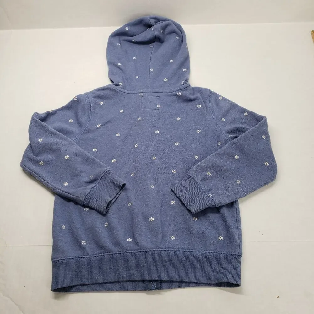 OshKosh B'gosh Full Zip Hoodie Girls 7 Blue Ditzy Floral Preppy Bohemian Jacket